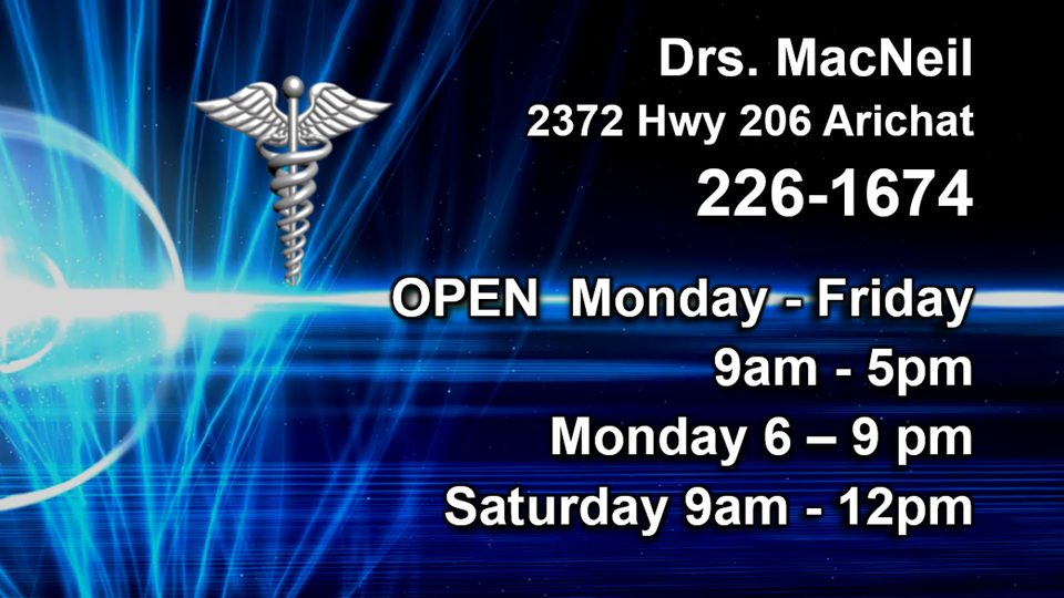 Scroll advertisement for Drs. MacNeil medical clinic