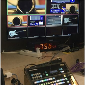 Control room desk with a switcher and multiview monitor